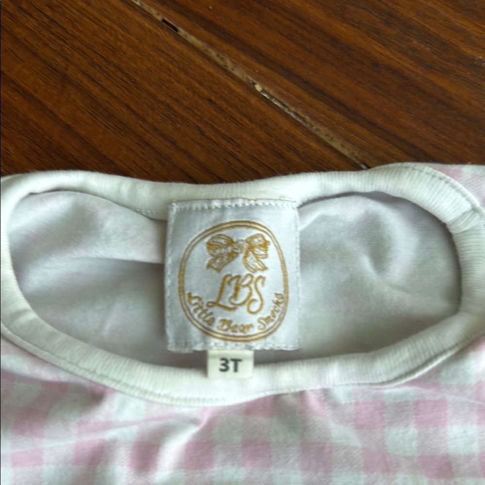 Little Bear Smocks Pink Checkered Kids Pajamas 3T - Picture 2 of 7